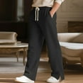 thumbnail image 2 of Men's Track Pants Elastic High Waisted Drawstring Basic Trousers Casual Baggy Split Textured Knit Pant with Pockets, 2 of 3