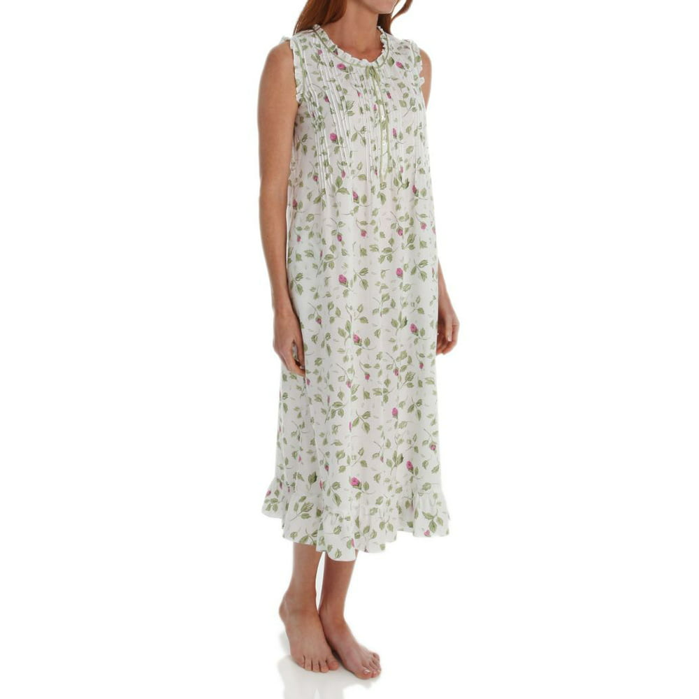 La Cera - Women's La Cera 1277G 100% Cotton Woven Sleeveless Nightgown ...
