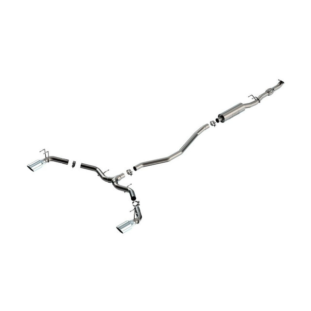 Borla Exhaust System Kit 140922 S-Type Cat Back System; T-304 Stainless Steel; With Muffler; 2-1/2 Inch Pipe Diameter; Single Exhaust Dual Exit; Split Rear Exit