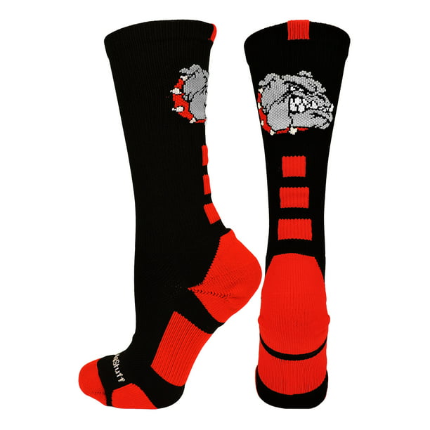 MadSportsStuff - Bulldogs Logo Athletic Crew Socks (Black/Scarlet ...