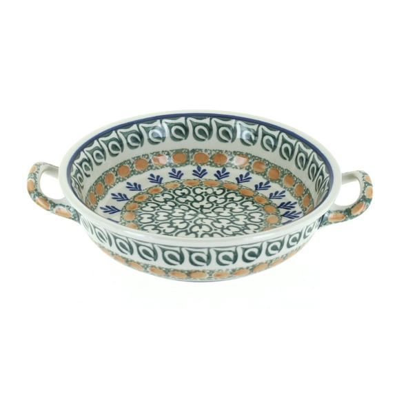 Blue Rose Polish Pottery Herb Garden Mini Casserole Dish with Handles