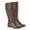 Brown, variant on BareTraps Carmella Women's Boots Casual Fashion Mid Calf Knee High Faux Leather Boots w Side Zipper | Elastic Gussets, Round Plain Toe,