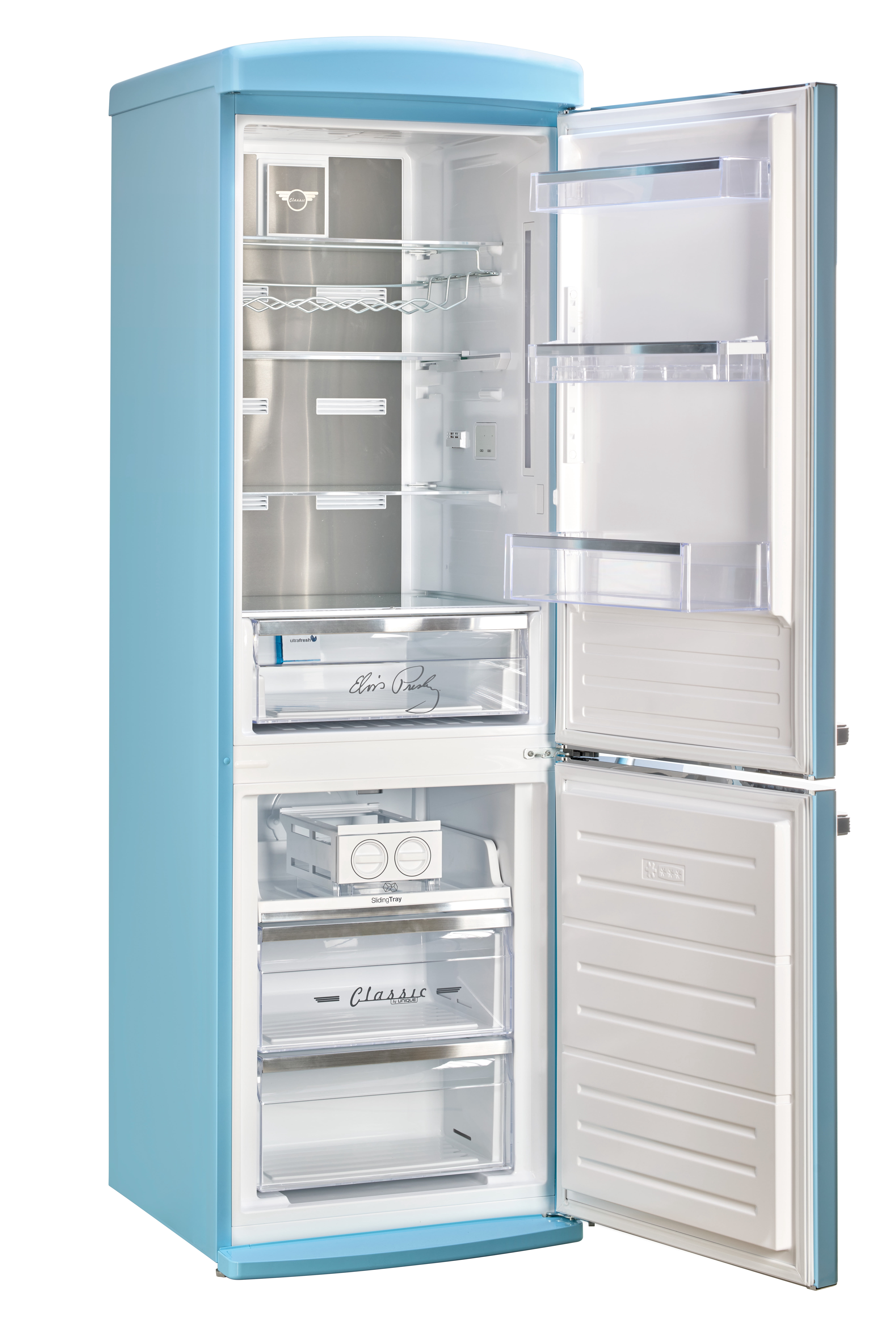 Elvis Classic Retro 12 cu ft Top Mount Refrigerator in Blue Hawaii