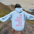 thumbnail image 2 of Hpapadks Women's Fashion Hoodies Word Graphic Print Vintage Trendy Preppy Long Sleeve Hooded Women's Sweatshirt Light Blue XXL, 2 of 6
