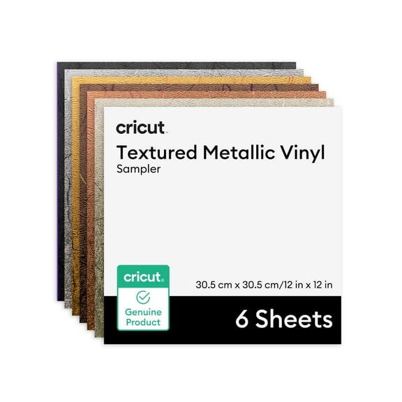Cricut Textured Metallic Vinyl Permanent, Luxe Sampler - 12 in x 12 in Sheets (6 ct)