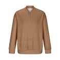thumbnail image 4 of IYTR Men's Round Neck Sweatshirt Casual Fall Sweatshirts Solid Color Zipper Pullover Sweatshirt Long Sleeve Coffee S, 4 of 6