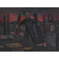 thumbnail image 2 of Karl Wiener 18x15 Gold Ornate Wood Frame and Double Matted Museum Art Print Titled - Without Title (Death with Smoking Chimney) (Around 1930), 2 of 4