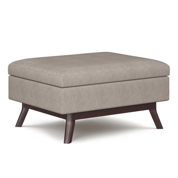 Trent Home 34" Linen Look Fabric Coffee Table Ottoman in Natural
