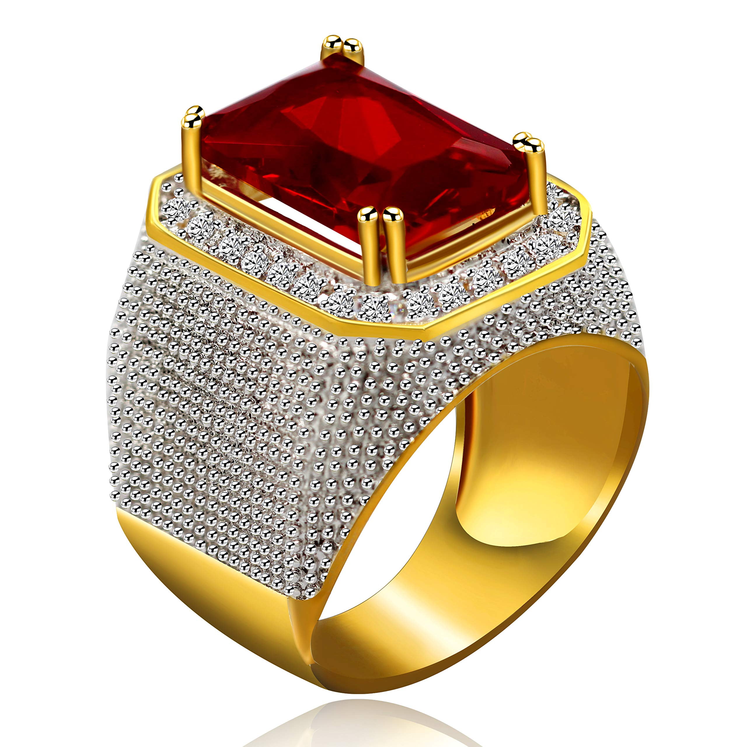 Amazon.com: 100% 925 Sterling Silver Garnet Mens Rings With Stone 12 * 16mm  Rectangle Big Vintage Byzantine Jewelry Gifts For Men (Zirconia Ring-12) :  Clothing, Shoes & Jewelry