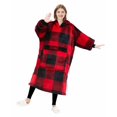 thumbnail image 3 of Sudadera con capucha KFUBUO Long Sherpa para adulto a cuadros rojos, 3 of 6