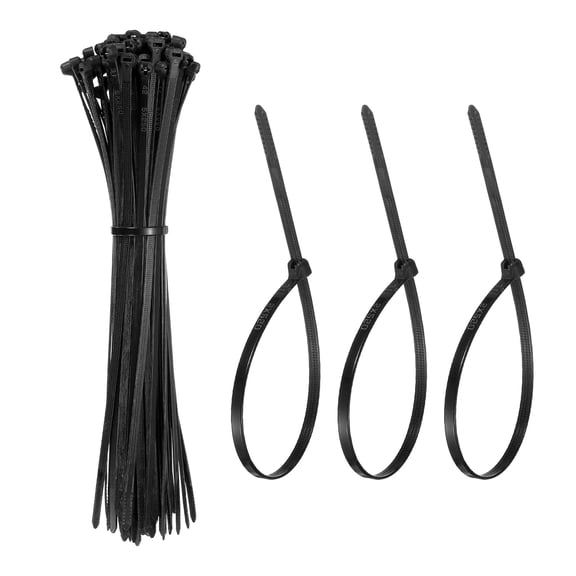 Zip Ties Plastic Cable Ties, Self-Locking Wire Zip Tie 10 Inch with Stainless Steel Tooth - (100 Pack, Black)