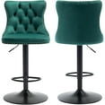 thumbnail image 2 of Stools Set of 2, Adjustable Upholstered Counter Height Barstools with Back and Black Footrest, Modern Velvet Swivel Barstools for Kitchen Counter, 2 of 7