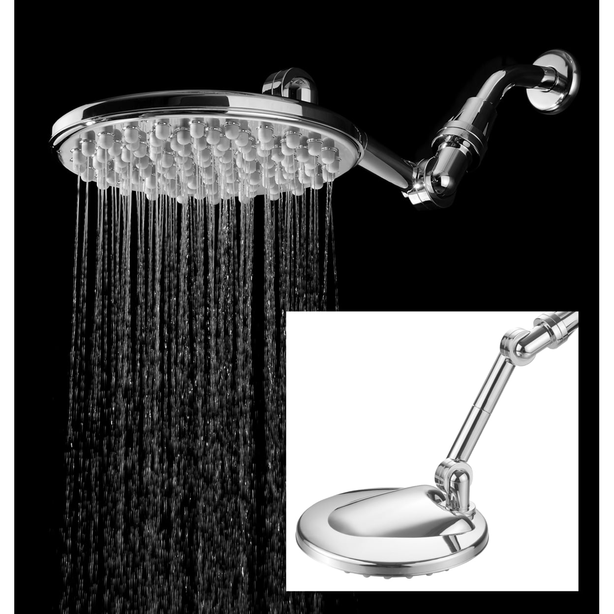 HotelSpa Adjustable Rainfall Shower Head Chrome 9 Inch High Pressure Model 1691
