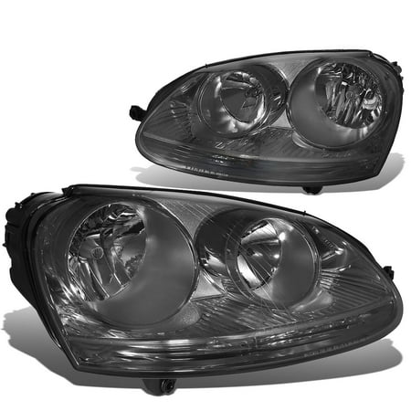 2000 Vw Jetta Headlight Assembly For 2005 to 2010 Volkswagen VW Golf / GTI / Jetta / Rabbit Pair Smoked Housing Headlight Headlamps Left+Right ()
