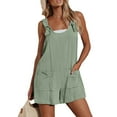 thumbnail image 6 of Loose Summer Romper Womens Shorts with Daisy Flowers Print Sleeveless Knotted Straps Short Jumpsuit with Pockets (S, Mint Green), 6 of 7