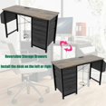 thumbnail image 5 of Topcobe 47.3" Study Desk with USB Port, 3 Storage Drawers, Side Pocket, Quick Assembly, Versatile Home Office, Vintage Brown Finish, 5 of 10