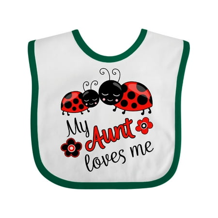 

Inktastic My Aunt Loves Me with Cute Ladybugs Gift Baby Boy or Baby Girl Bib