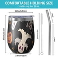 thumbnail image 5 of 12oz Stemless Wine Tumblers Retro Halloween Ghost Pattern Vacuum Insulated Stainless Steel Travel Tumbler Cups Mug with Lid and Straw for Champaign,Cocktail,Beer with Cleaning Brush, 5 of 5