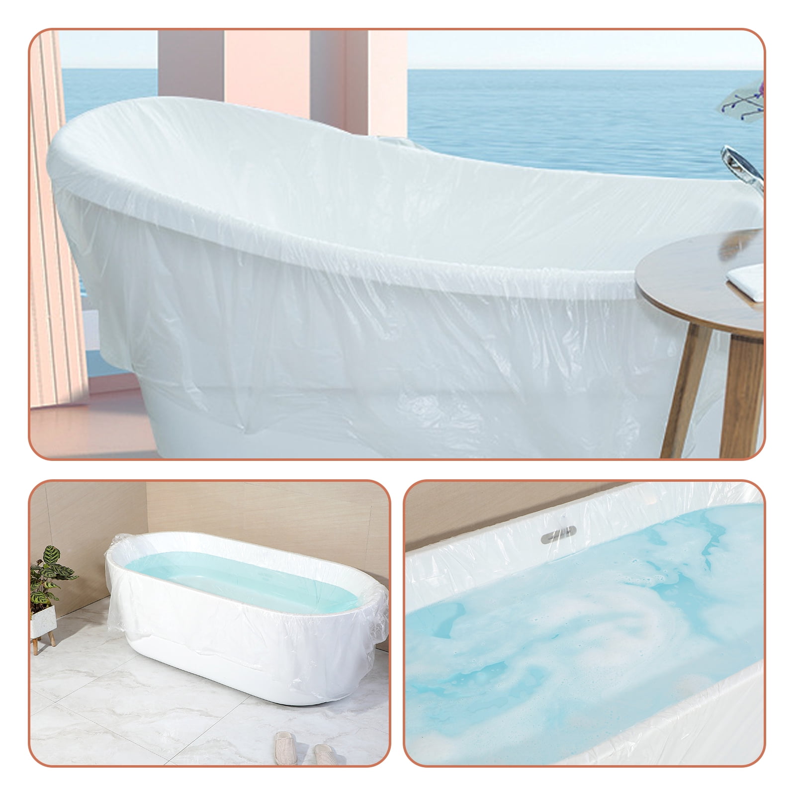 10 Pack Disposable Bathtub Cover Liner Film Large Thickened 102 × 47inch  Large Bathtub Liner Plastic Bag for Salon, Household and Hotel Bath Tubs