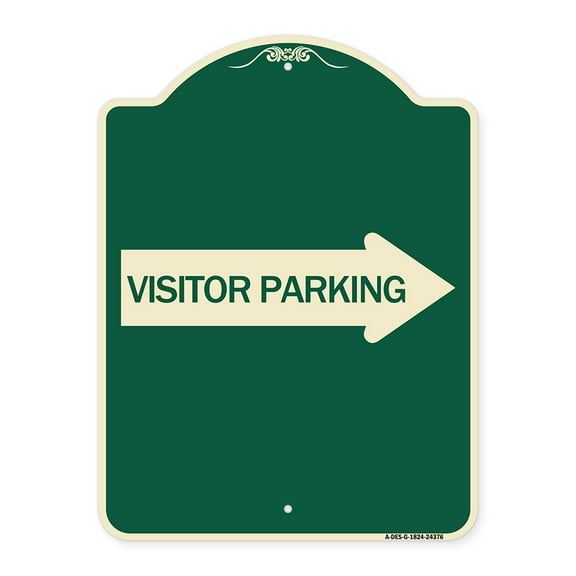 SignMission Designer Series Sign - Visitor Parking (With Right Arrow) | Green & Tan 18" x 24" Heavy-Gauge Aluminum Architectural Sign | Protect Your Business & Municipality | Made in