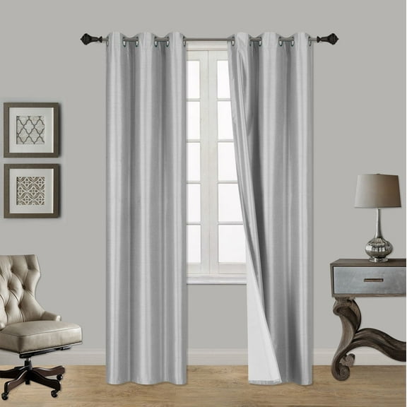 Adam 1-Piece Silver Tree Branches Room Darkening Block Light Grommet Top Printed Window Curtain Panel 37"W X 84"L
