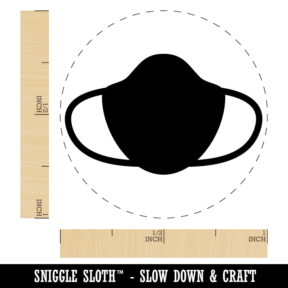 Face Mask Icon Solid Self-Inking Rubber Stamp Ink Stamper - Green Ink - Medium 1 Inch