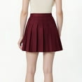 thumbnail image 3 of Women Girls Short Skirts High Waist Pleated Skater Tennis Skirt Summer Solid Color Cotton Linen Skirt Anti-Exposure Safety A Line Mini Skirts, 3 of 9