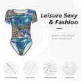 thumbnail image 6 of Uemuo Christmas Tree Pattern Women's One Piece Short Sleeve Swimsuit Rash Guard Surfing Modest Quick-drying Swimsuit Beach Essentials-Large, 6 of 9
