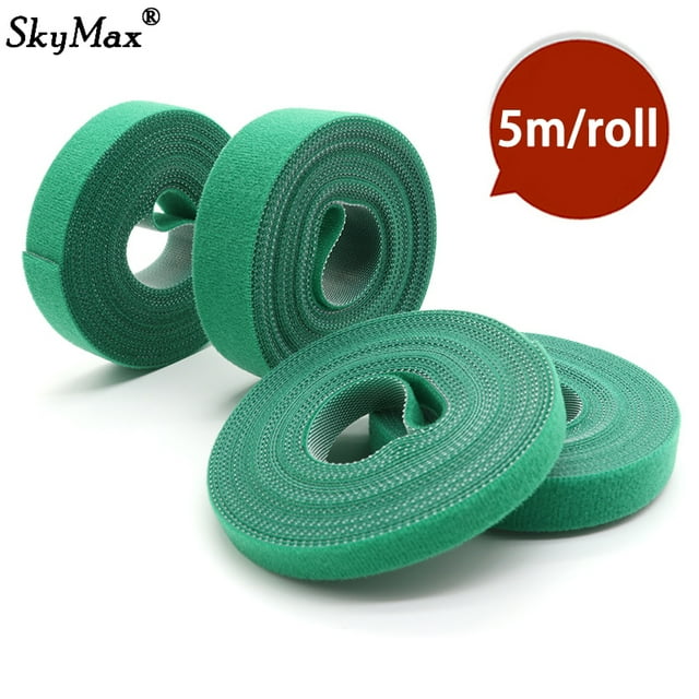 5m/roll Cable Ties Reusable Loop Bundle Self Adhesive Green Nylon Strap Organizer Clip Wire Holder Management Fastening Tape width 20mm 30 rolls