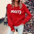 thumbnail image 4 of Sweaters for Women 2025 Christmas Merry Fall Winter Long Sleeve Crewneck Festive Jumper Top Womens Pullover Sweaters, 4 of 6
