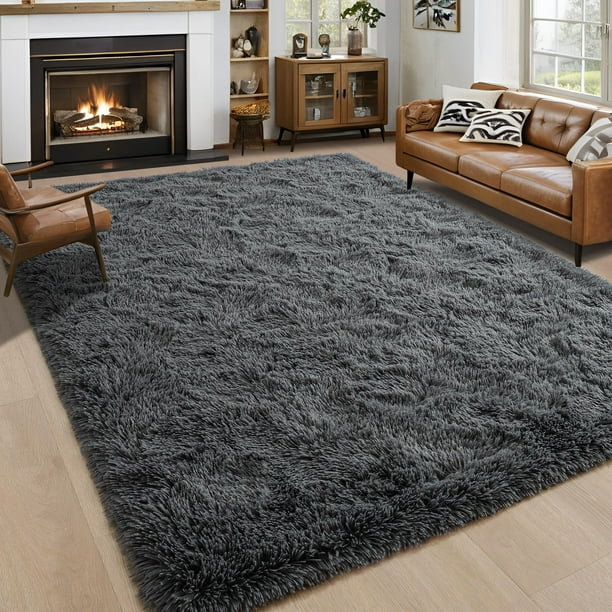 Alfombra Noahas Grande Esponjosa Gris Oscuro 152x244 cm Soft Shaggy