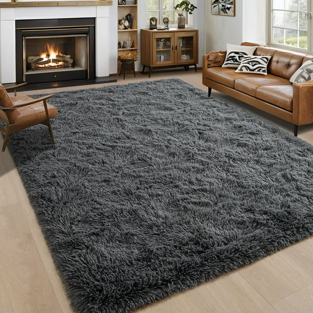 Alfombra Noahas Grande Esponjosa Gris Oscuro 152x244 cm Soft Shaggy
