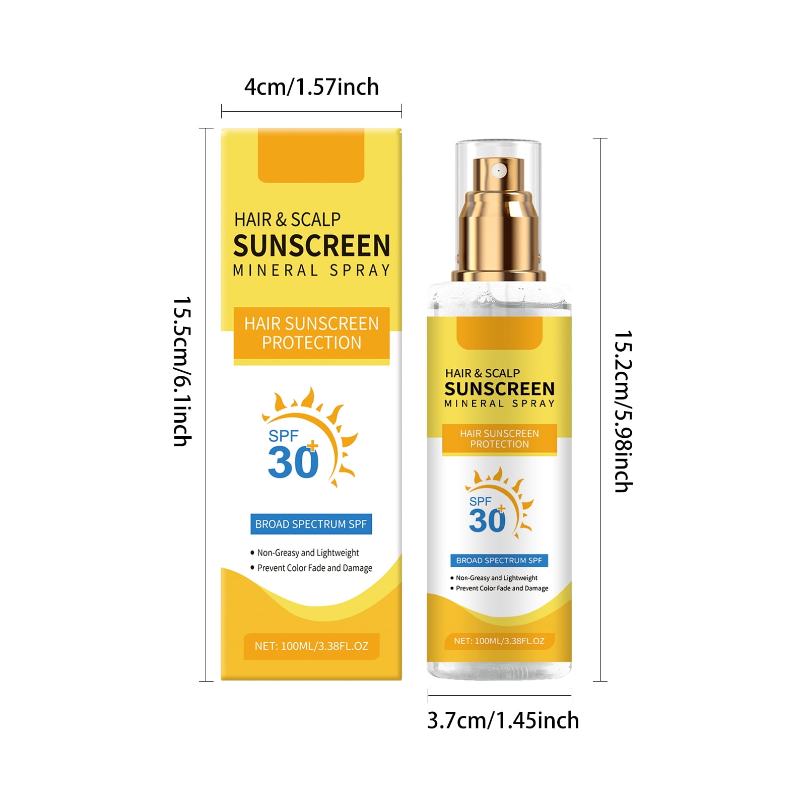 Alvantor Hair & Scalp Sunscreen Spray SPF 30, Non-Greasy and Color-Safe UV Blocker for Dyed/Highlighted Hair, 3.38fl.oz