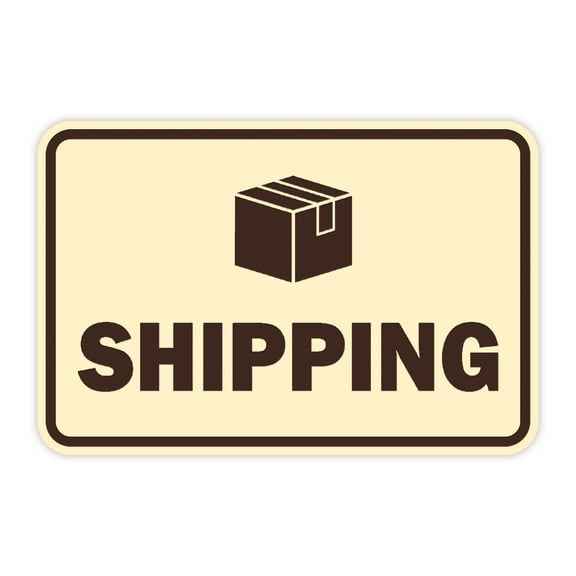 Classic Framed Shipping Sign (Ivory/Dark Brown) - Large