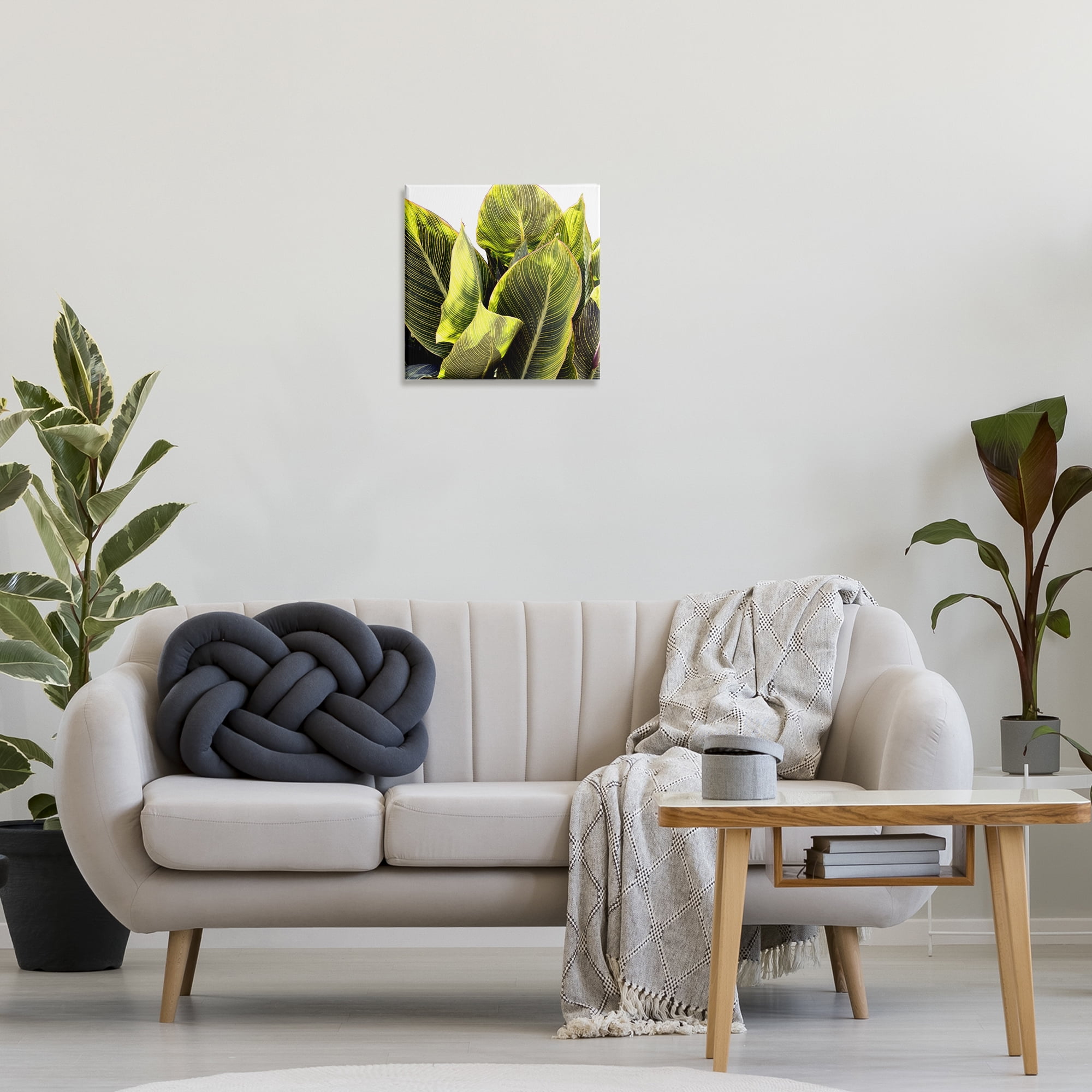 Stupell Industries Bright Tropical Leaves Botanical & Floral Painting Gallery Wrapped Canvas Art Print Wall Art, 17 x 17