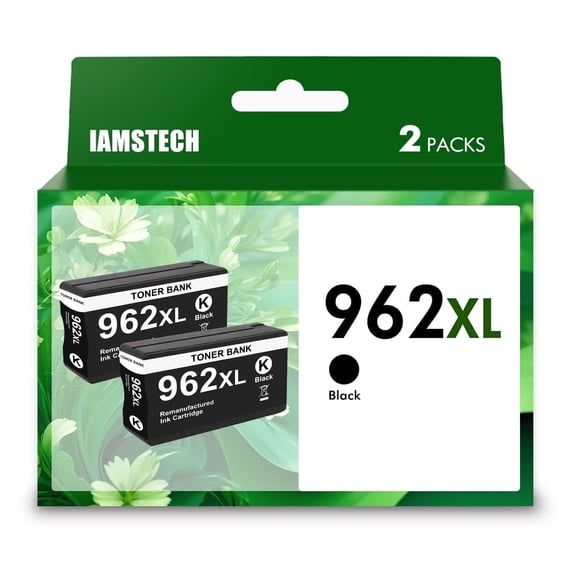 962 962XL Ink Cartridges Compatible for 962XL 962 2 Pack for OfficeJet Pro 9015 9020 9018 9025 9010 9018 9019 Printer (2 x Black)