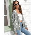 thumbnail image 5 of Long Sleeve Women's Open Front Button Down V Neck Knitted Floral Print Sweaters Cardigan, 5 of 6
