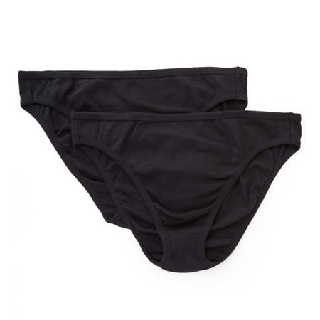 

Women s Cottonique W22207 Latex Free Organic Cotton High Cut Panty - 2 Pack (Black 8)