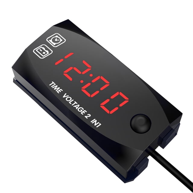 Graflsoa Dual-Purpose LED Voltmeter & Clock with Real-Time Display for Motorcycles, Cars, and Boats (6-30V) - Waterproof, Compact, and Easy to Install
