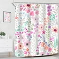 thumbnail image 3 of Purple Floral Shower Curtain for Bathroom Decor 60Wx72H Boho Cute Wildflower Watercolor Botanical Girls Kids Plant Leaves Art Printed Fabric Polyester Waterproof 12 Pack Plastic Hook, 3 of 17