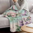 thumbnail image 3 of Purple Floral Blossom Blanket Soft Cozy Warm Throw Blanket for Couch, Plush Fuzzy Flannel Fleece Blankets for Sofa, Spring Rustic Bird Botanical Bed Blankets Lightweight Gifts for Women, 50"x80", 3 of 9