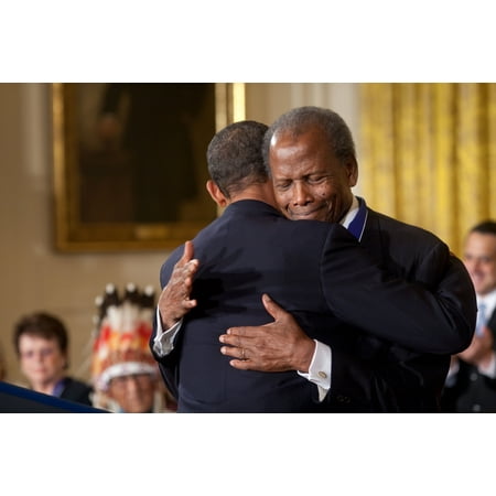 Presidential Medal Of Freedom President Obama Hugs Sidney Poitier During The Award Ceremony For The Presidential Medal Of Freedom In The White House East Room Aug 12 2009 History ()