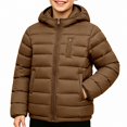 thumbnail image 3 of HAOTAGS Teen Boys Quilted Coat (9-17) Long Sleeve Hooded Zip Up Warm Winter Jacket Coffee Size 13, 3 of 6
