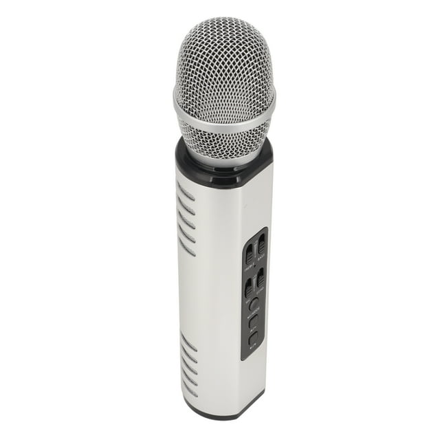 Microphone Haut-Parleur, Microphone Karaoké Capacitif Réverbérant Portable pour Téléphone Intelligent Noir, Argent, Or