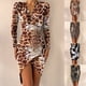 thumbnail image 4 of Women Tunic Bodycon Dress Ladies Holiday Evening Party V-Neck Leopard Dress, 4 of 8
