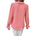 thumbnail image 5 of Kilaqueen Shirts for Women Long Sleeve Plaid Ruffled V Neck Button Down Shirts Casual Trendy Business Work Fall Tops, 5 of 9