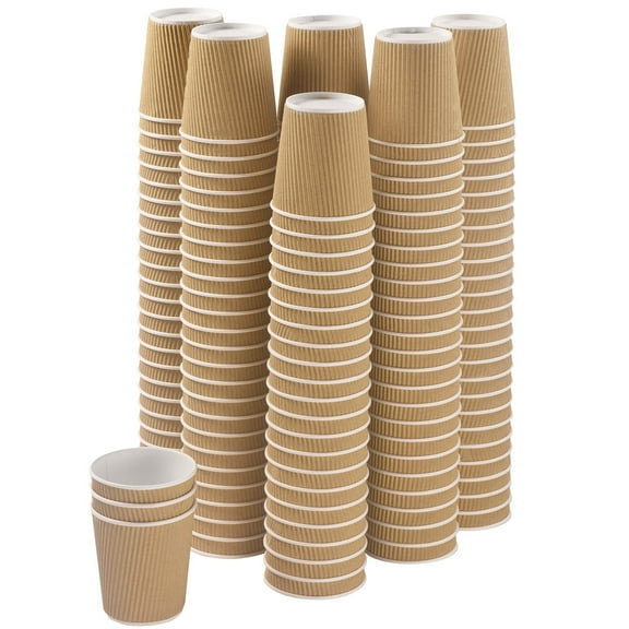 NYHI 150 4 oz Ripple Kraft Paper Cups Brown Hot Cold Cups 3 Layer Rippled Small Insulated Disposable Coffee Cups Perfect for Cappuccino Hot Cocoa or Iced Drinks