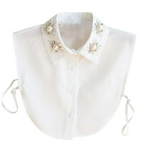 Odeerbi Chiffon Fake Collar for Women False Collar Solid Color Detachable Collar Blouse Half Shirts Faux False Collar White