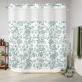 thumbnail image 6 of No Hook Shower Curtain, Spring Flower Shower Curtains for Bathroom with See Through Top Window, Vintage Farmhouse Turquoise Boho Leaf Waterproof & Washable Bath Curtain Long 72"x78", 6 of 9
