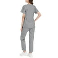thumbnail image 4 of WTOBBY Women's Functional Workwear Set, Short Sleeve Solid Color Top with Pockets & Stretchy Pants, Practical Nursing Uniform,Gray XL, 4 of 4